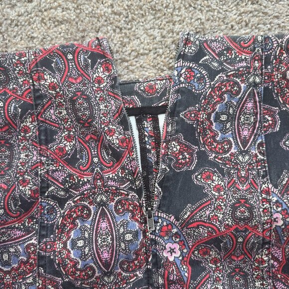 Free People Paisley Bodycon Mini Skirt Size 0 Vintage Bold Print Boho - Picture 3 of 5